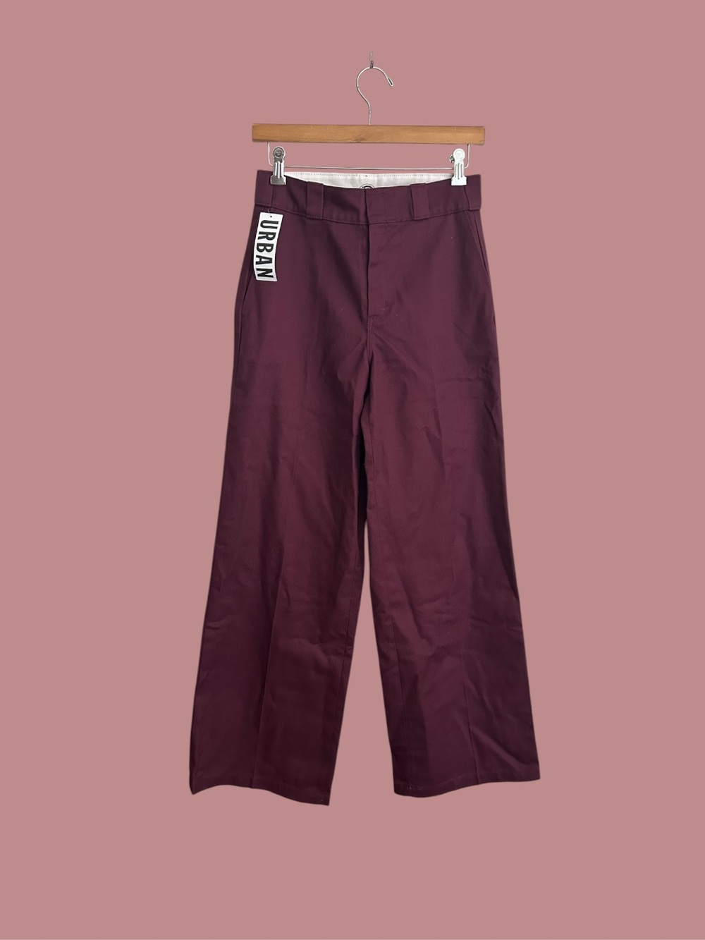 NWT Dickies wide-leg twill work pants in a burgundy or maroon shade